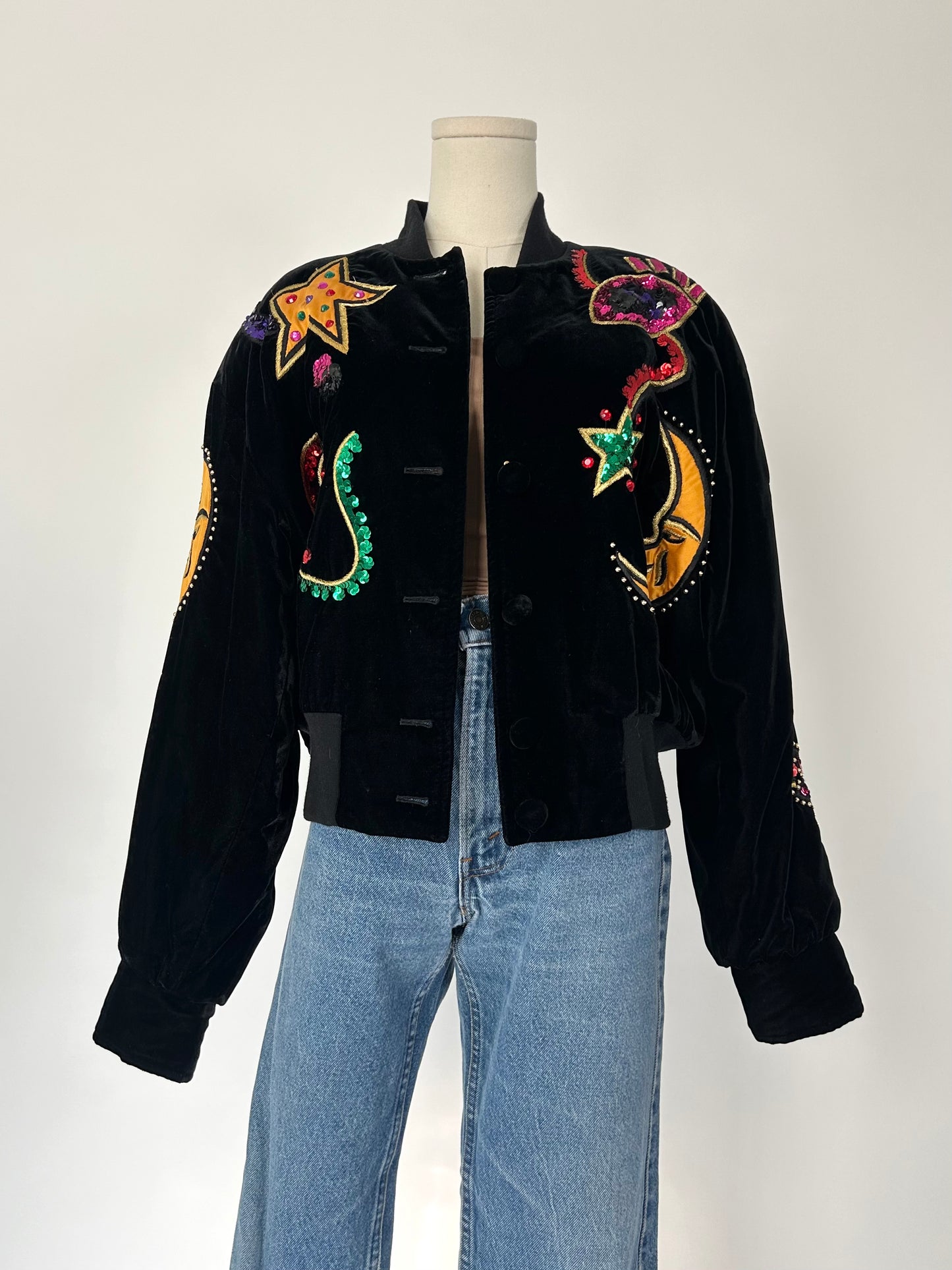 Vintage Escada Black Velvet and Sequin Jacket