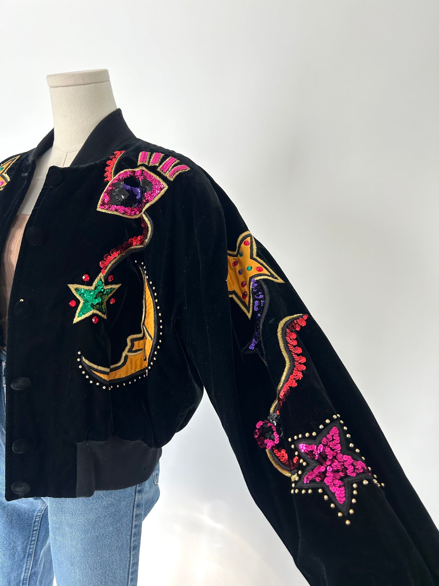 Vintage Escada Black Velvet and Sequin Jacket