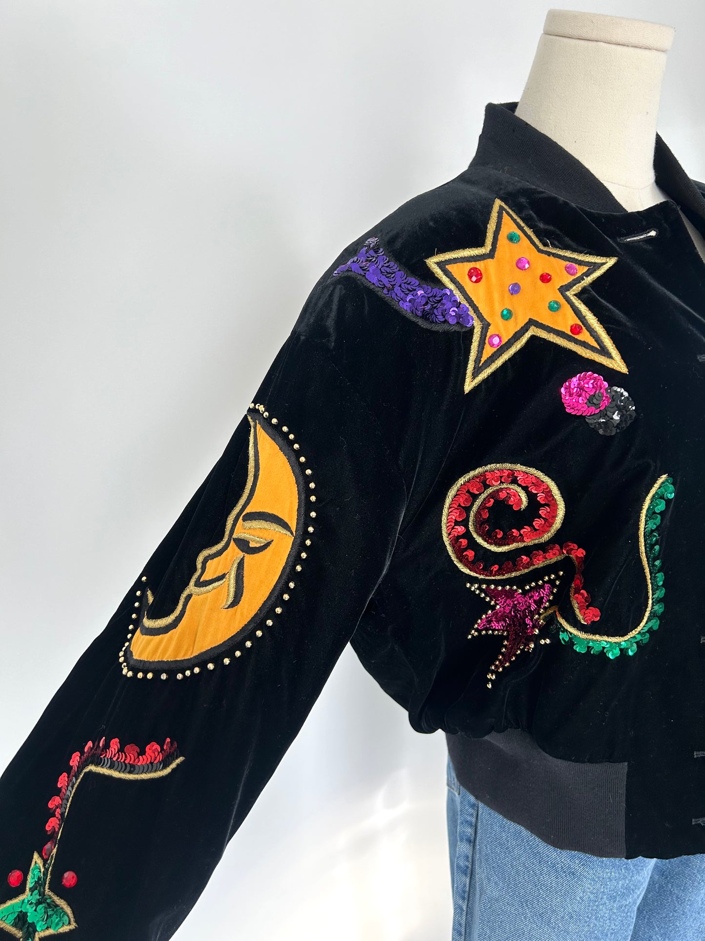 Vintage Escada Black Velvet and Sequin Jacket