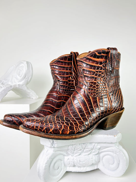 Nigros Brown and Coral Short Cowboy Boot