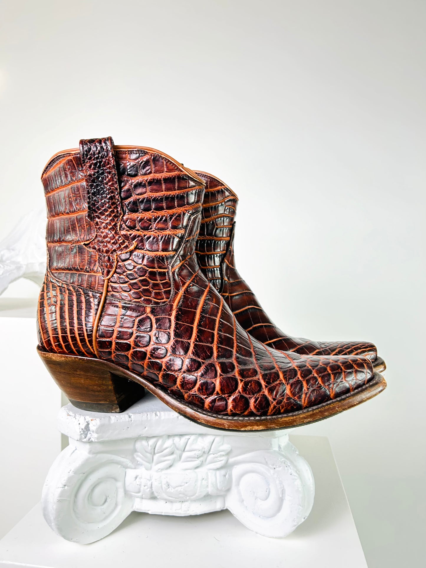 Nigros Brown and Coral Short Cowboy Boot