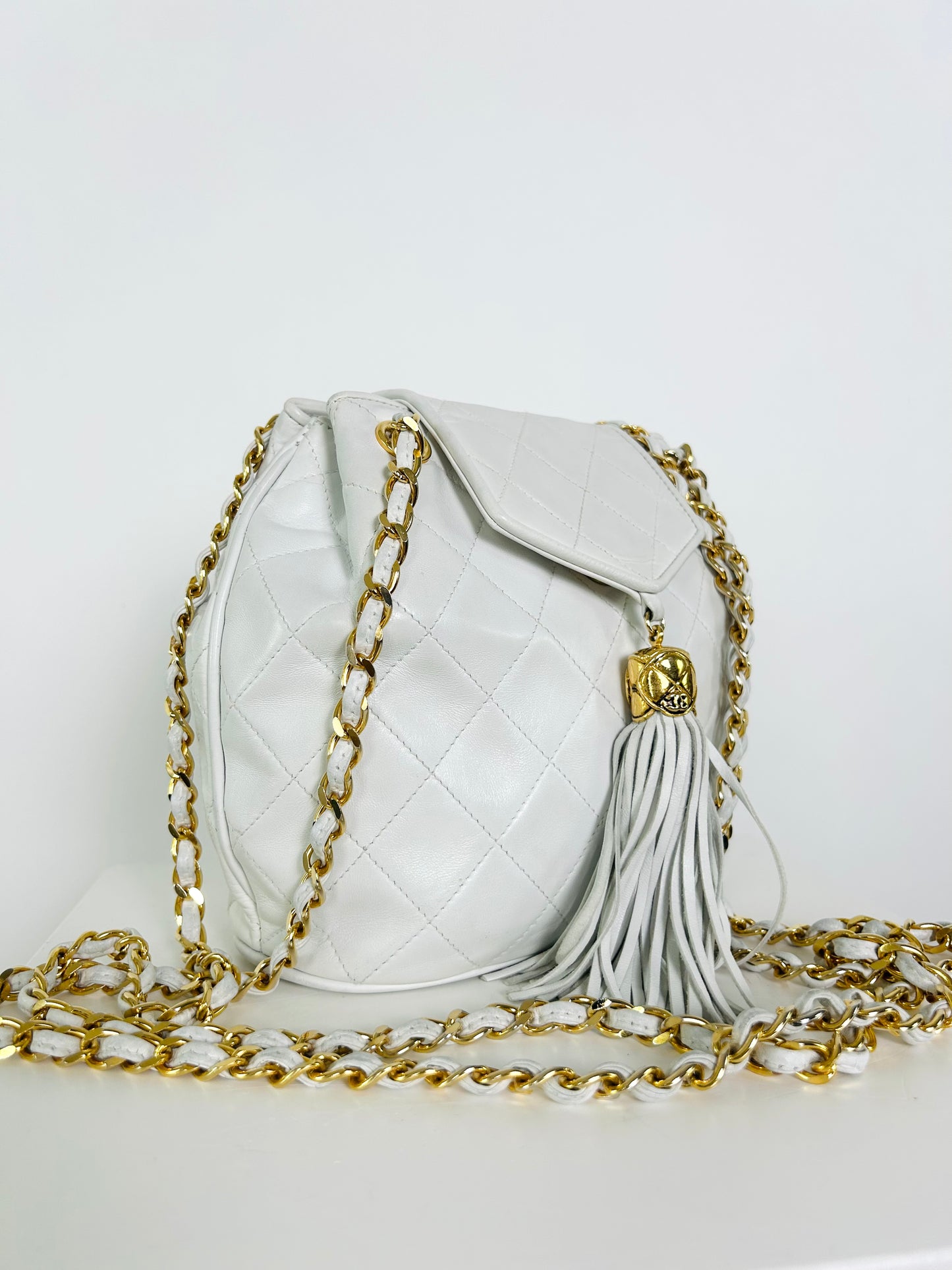 Vintage Chanel White Tassel Bag