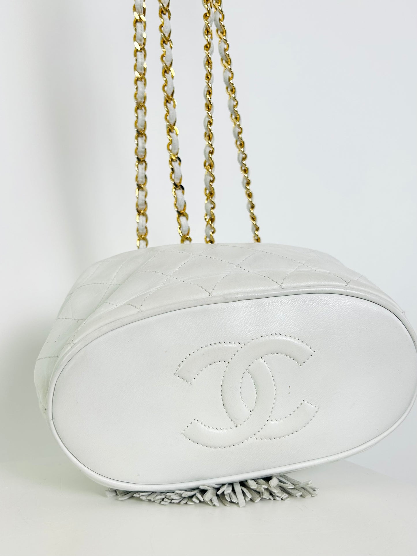 Vintage Chanel White Tassel Bag