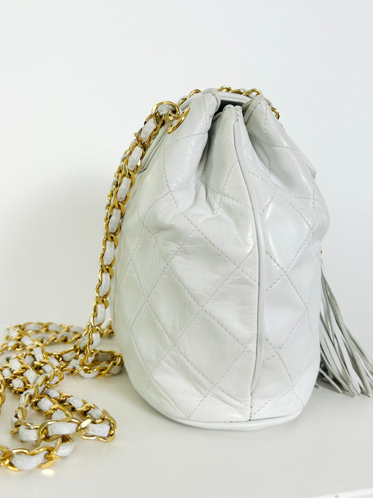 Vintage Chanel White Tassel Bag