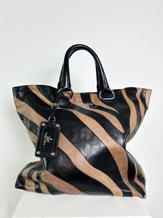 Prada Glace Calf Zebra Tote