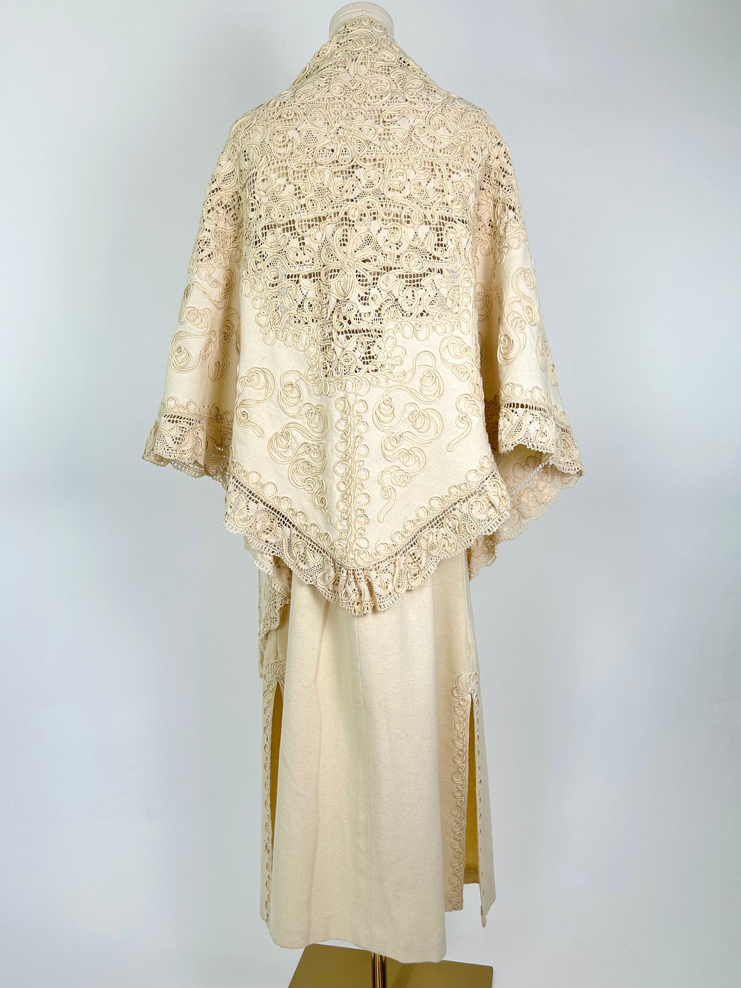 Vintage Gabii Cream Embellished Dress and Shawl