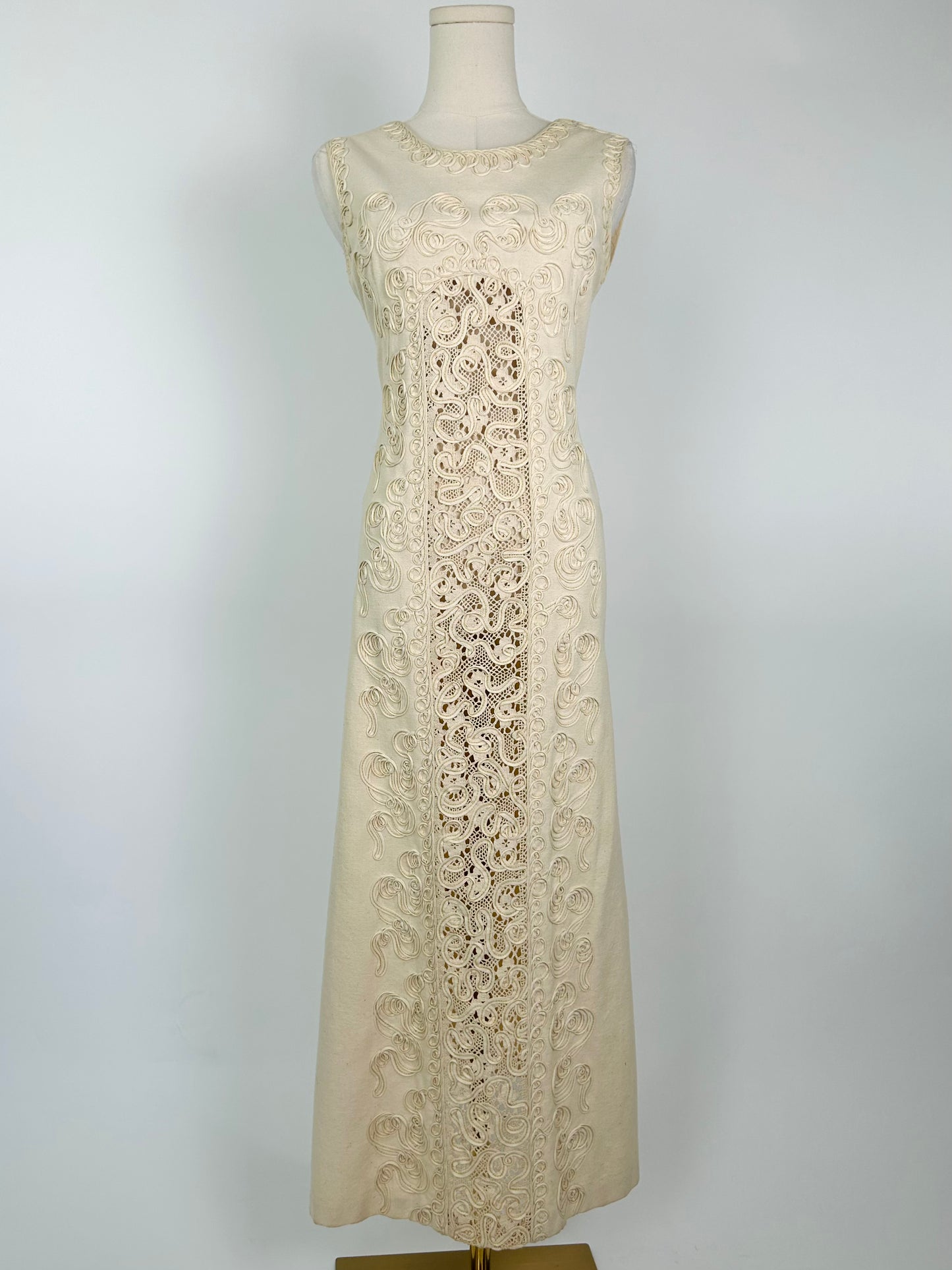 Vintage Gabii Cream Embellished Dress and Shawl