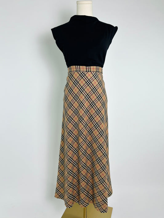 Vintage Burberry Plaid Wool Skirt