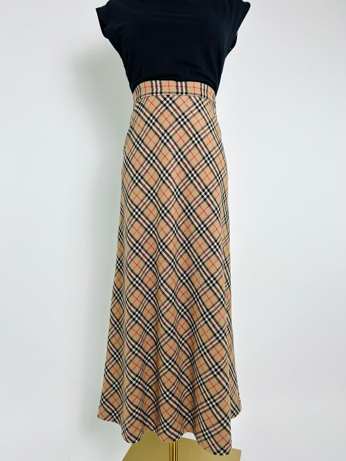 Vintage Burberry Plaid Wool Skirt