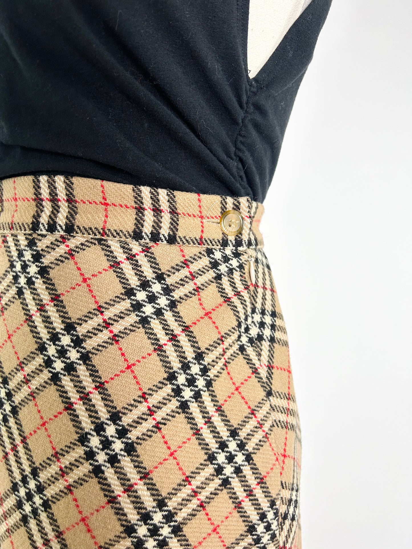 Vintage Burberry Plaid Wool Skirt