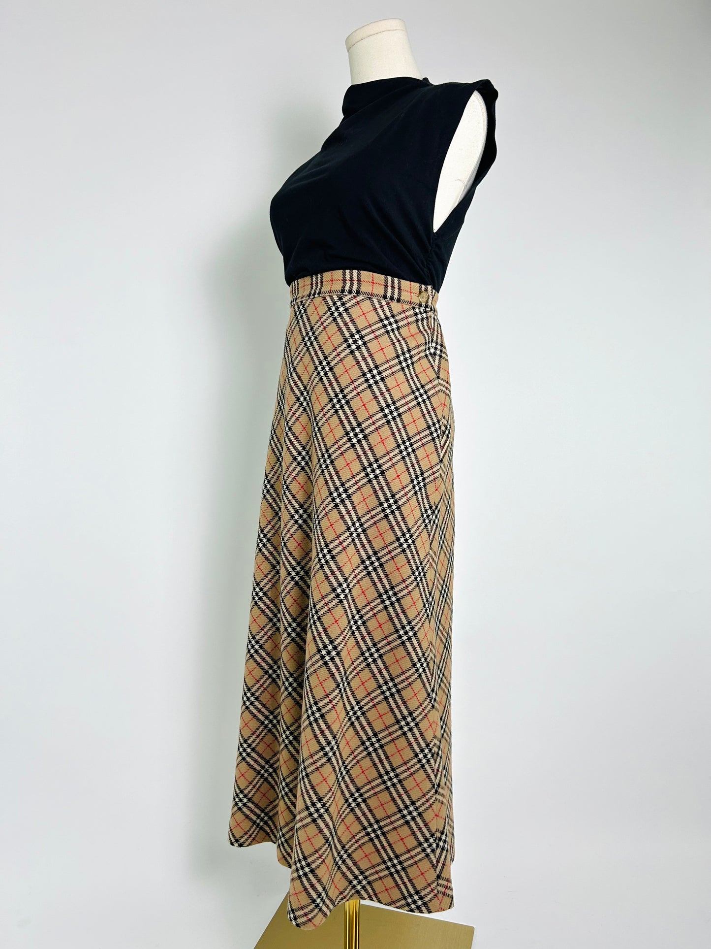 Vintage Burberry Plaid Wool Skirt