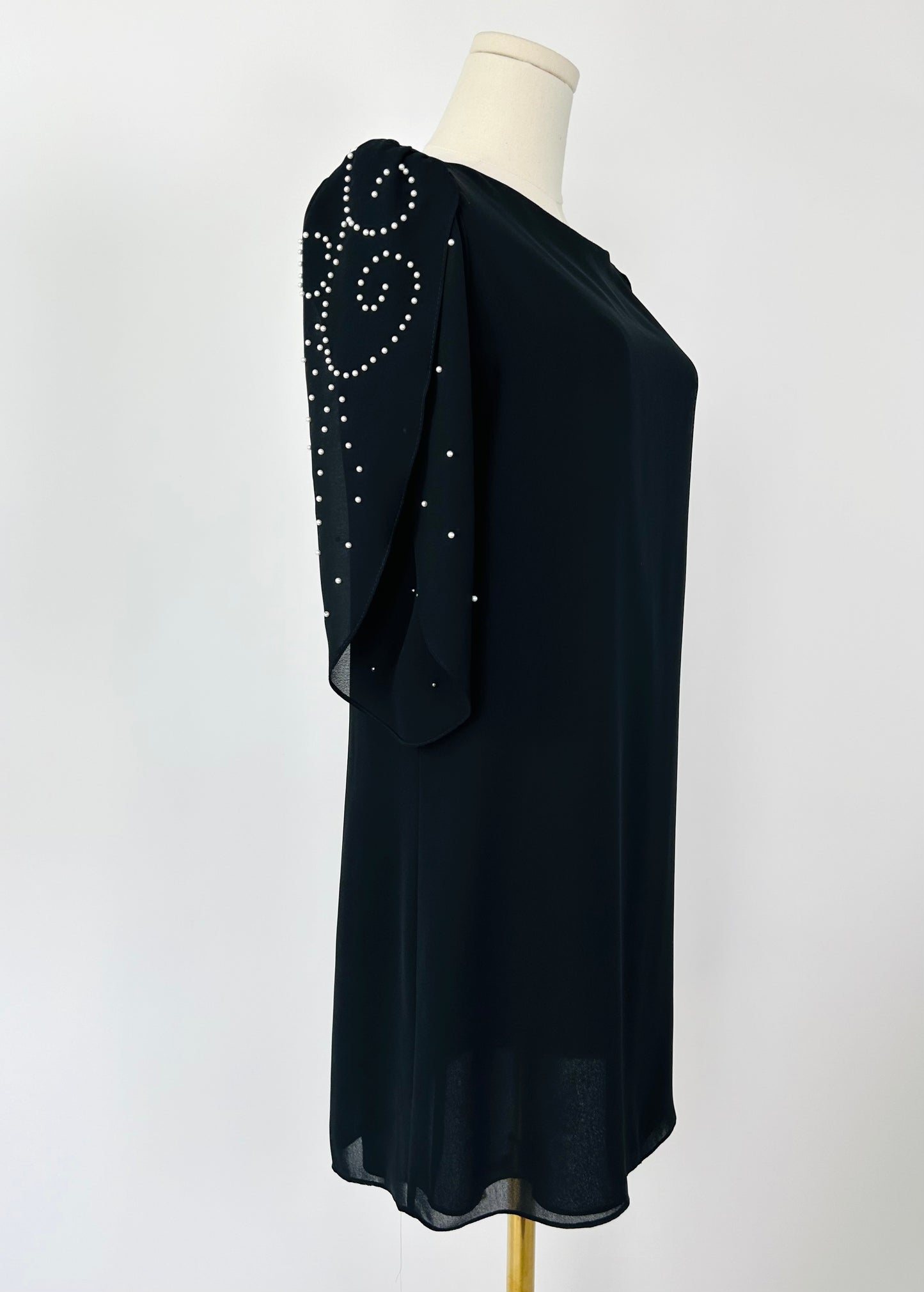 Vintage Hal Ferman Black Faux Pearl Dress