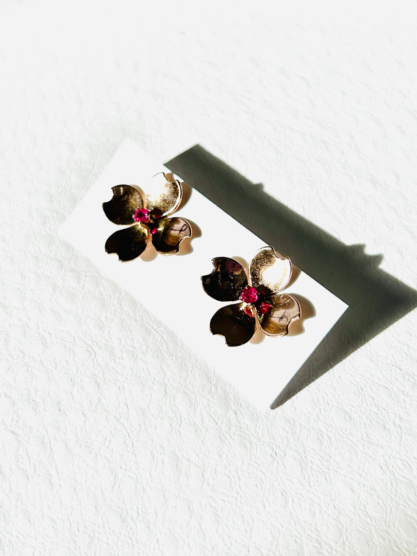 14K Rose Gold Sapphire Earrings