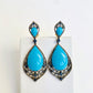 14k Persian Turquoise, Diamond and Sapphire Earrings